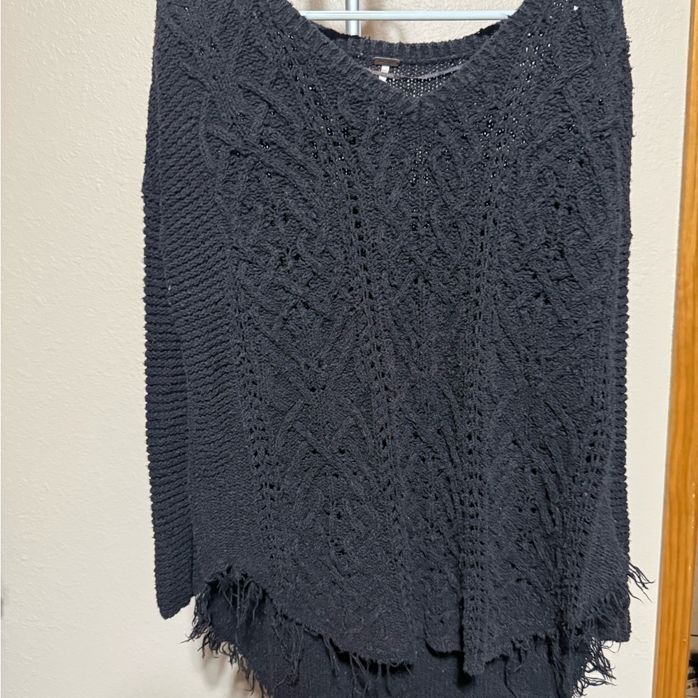 Free People Black Knit‎ Poncho